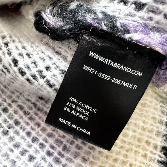 RTA stripped sweater wool alpaca black red green size M S1 - Picture 7 of 7